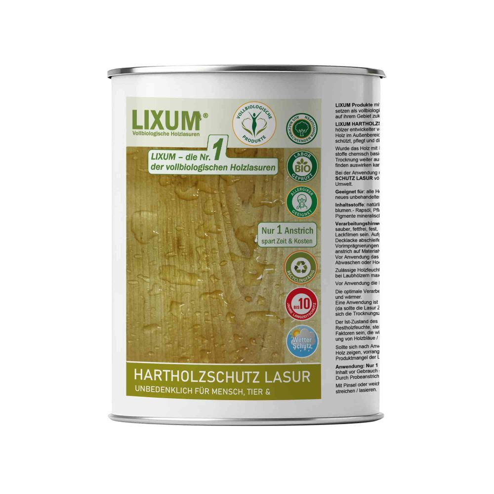 LIXUM Biologischer Holzschutz Hartholzschutz Holzlasur - Rotbuche