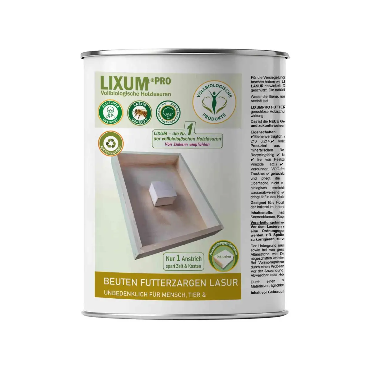 Lixum Pro-Biologische Futterzargen Holzlasur für Beuten