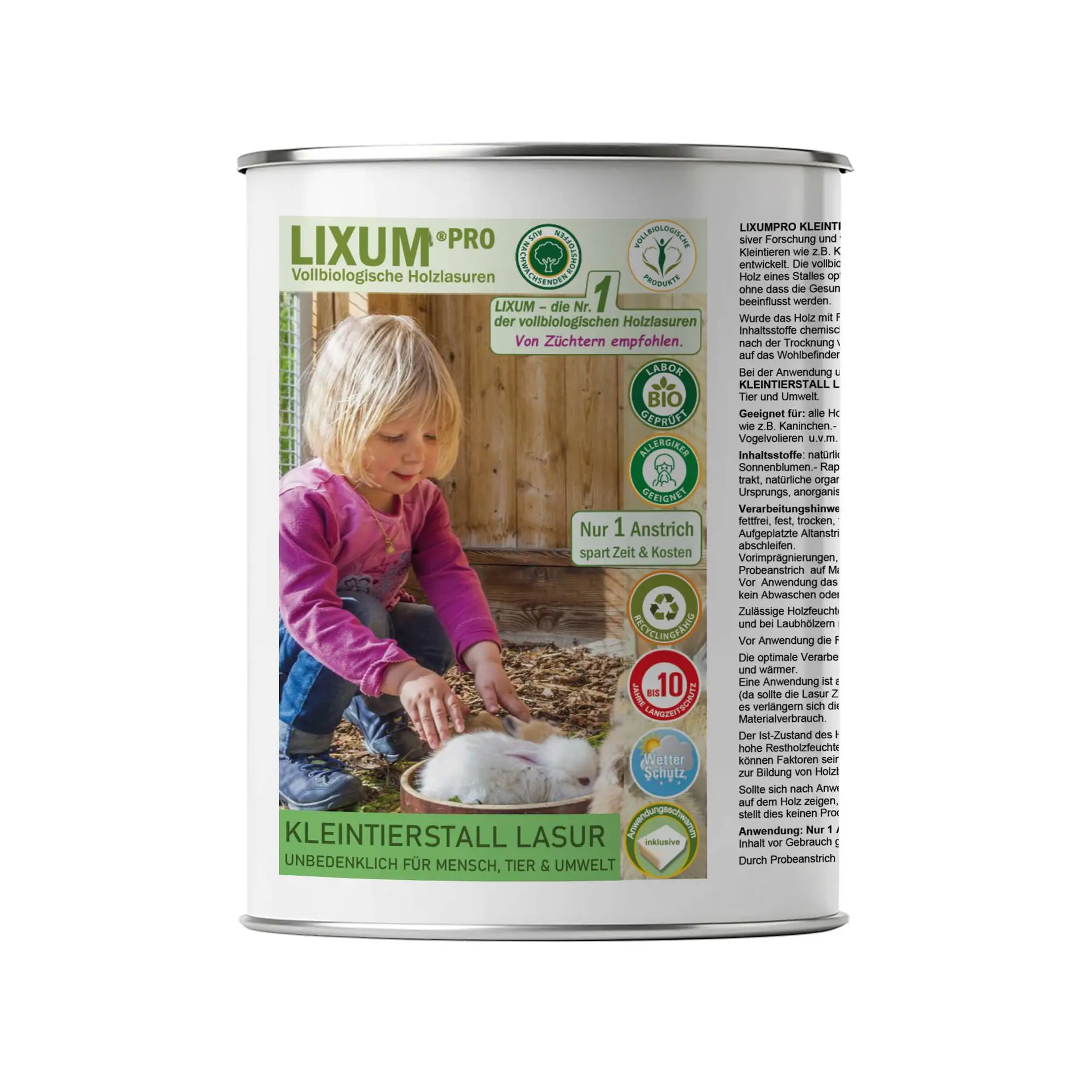 Lixum Pro- Natürliche Bio Kleintierstall Holz Holzlasur