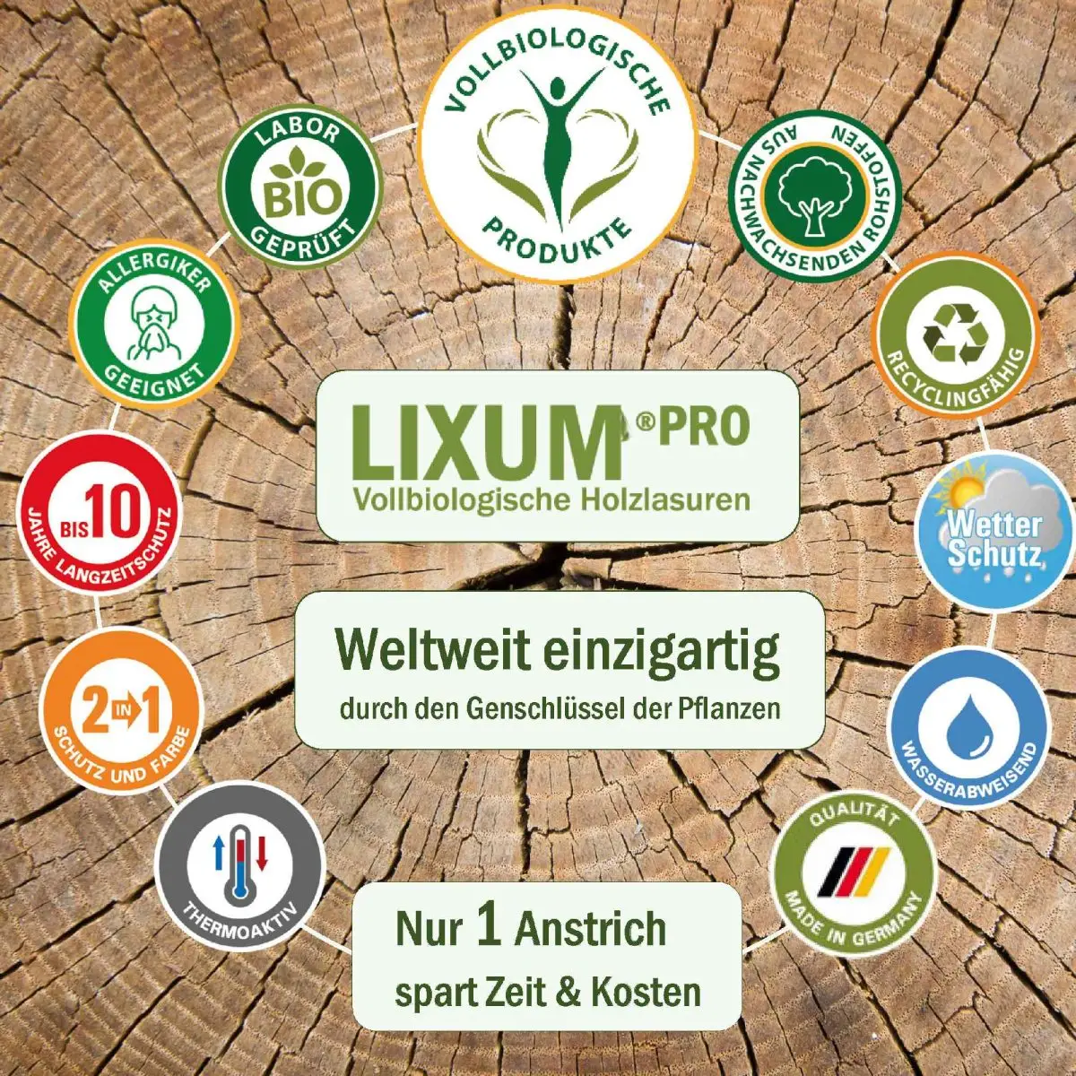 Biologische Holzlasur Lixum für Sauna