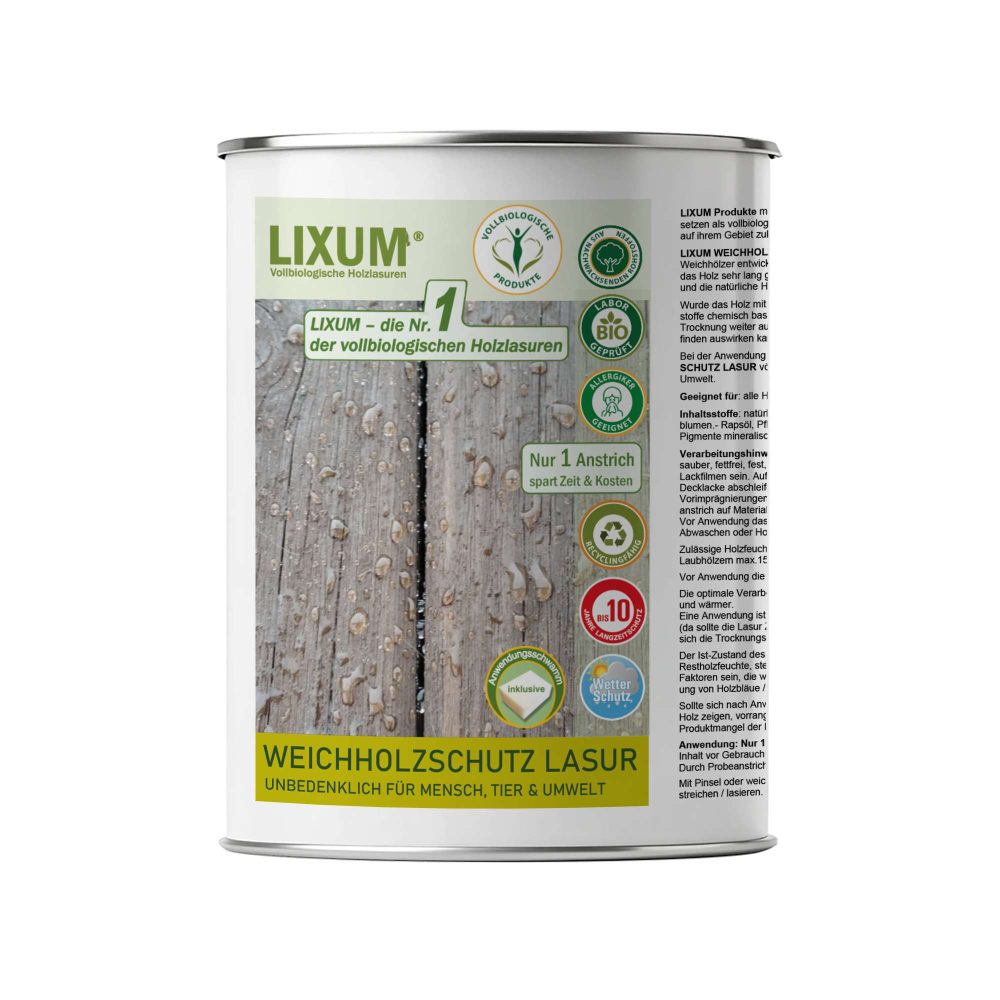 LIXUM Biologischer Holzschutz Weichholzschutz Holzlasur - Weide